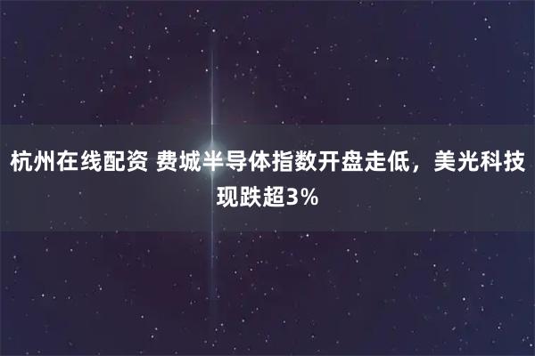 杭州在线配资 费城半导体指数开盘走低，美光科技现跌超3%